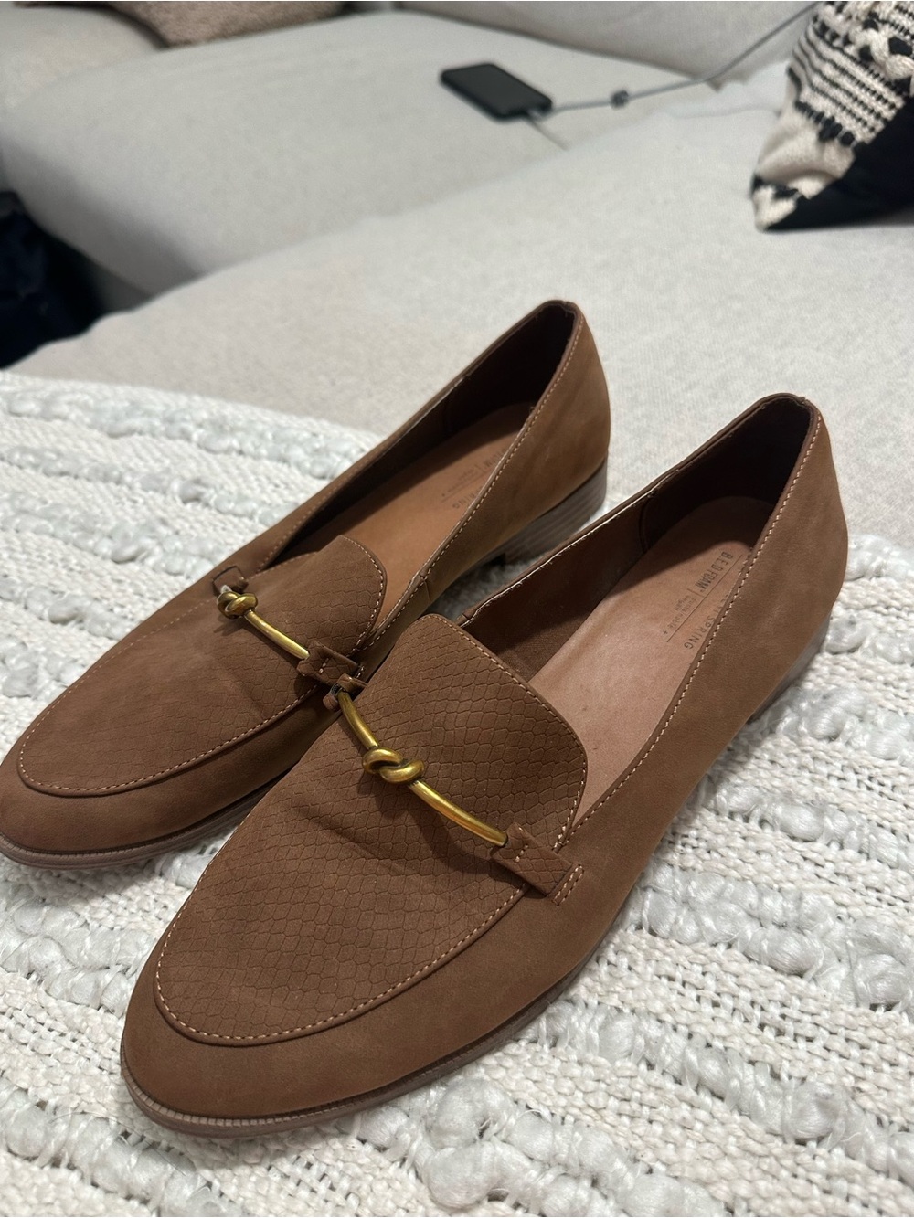 Call It Spring Brown Suede Loafers with Gold Accent